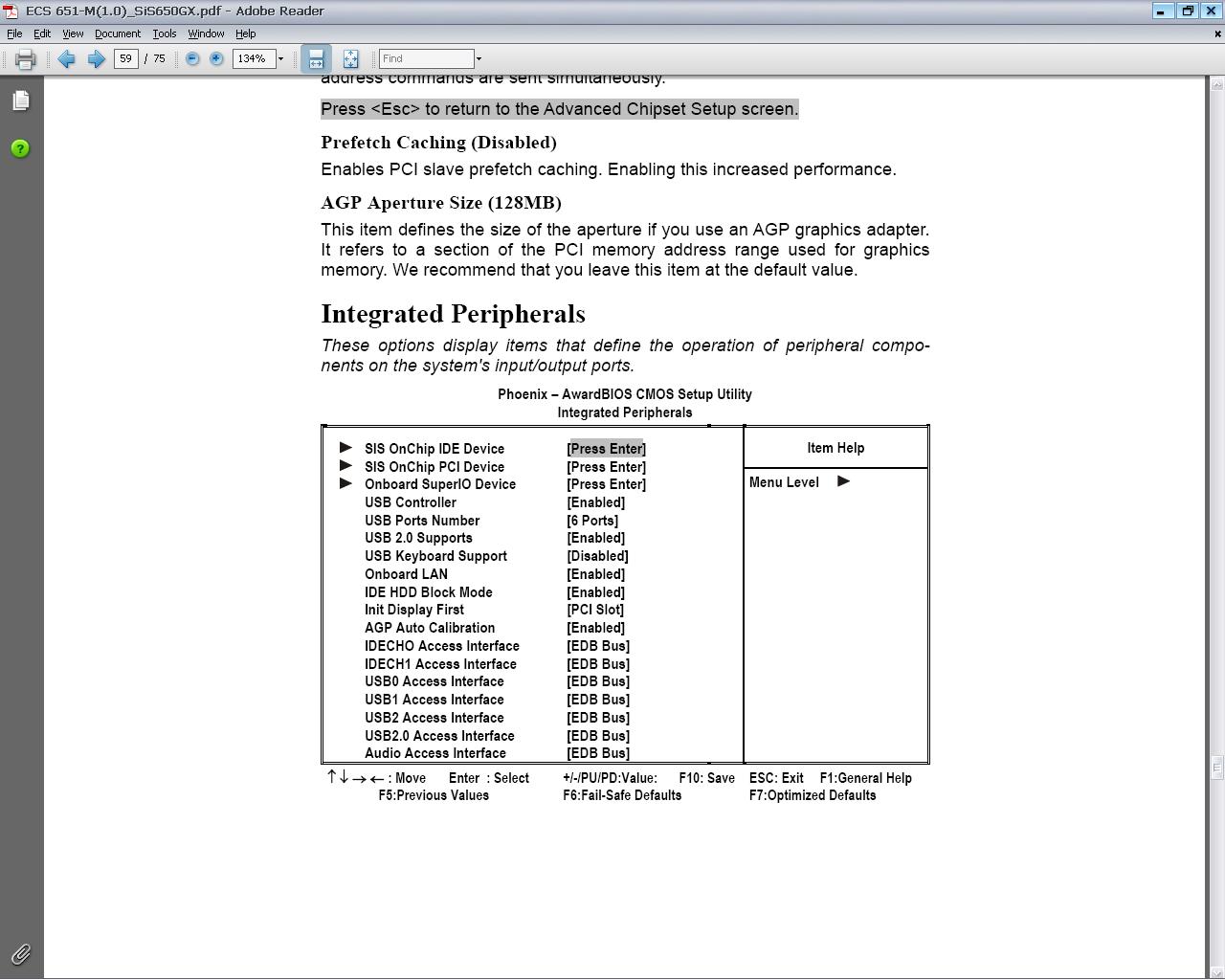 use down arrow to select Integrated Peripherals - press Enter key