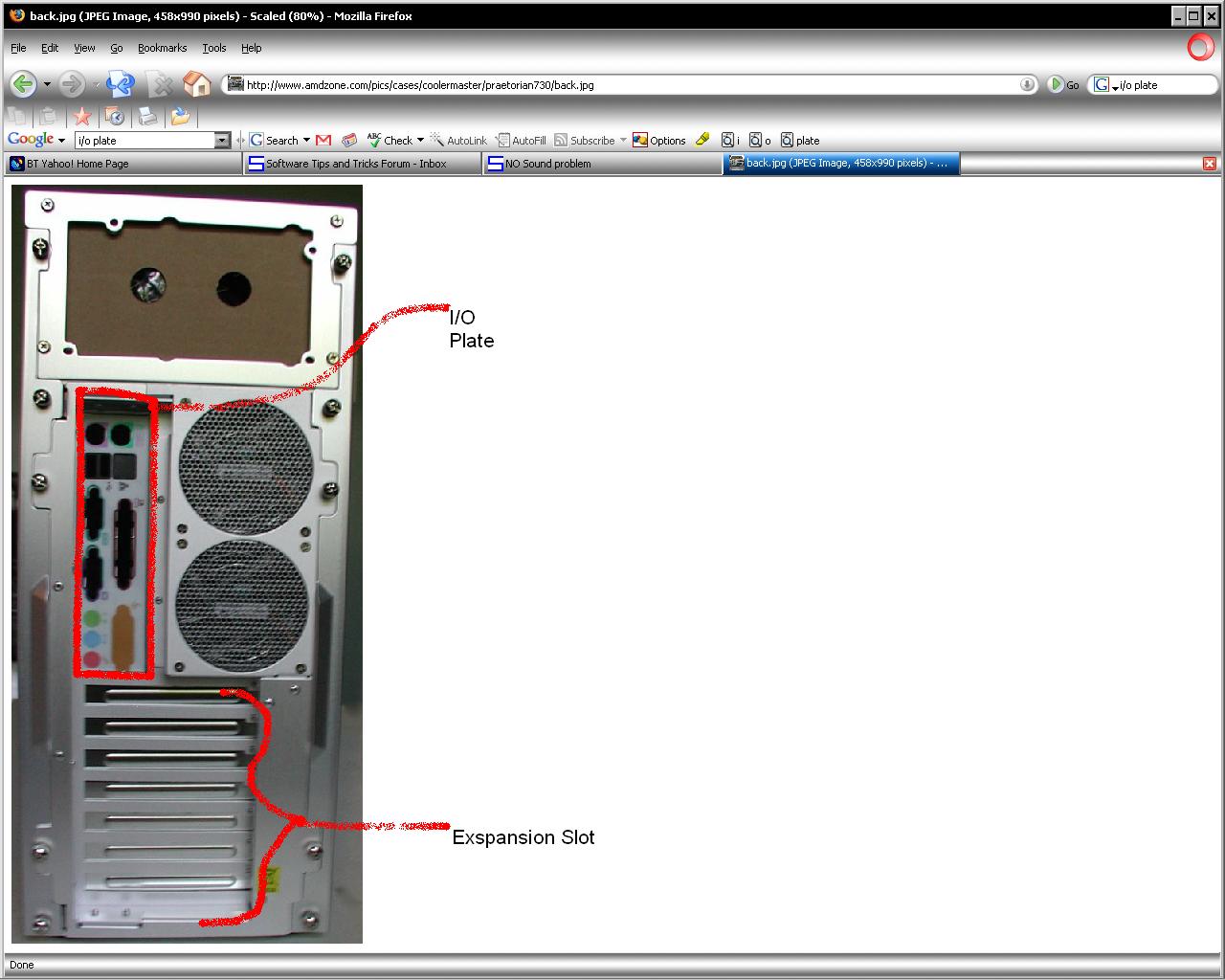 Is your monitor plug on the I/O plate or in an Expansion slot – see here – click image to focus